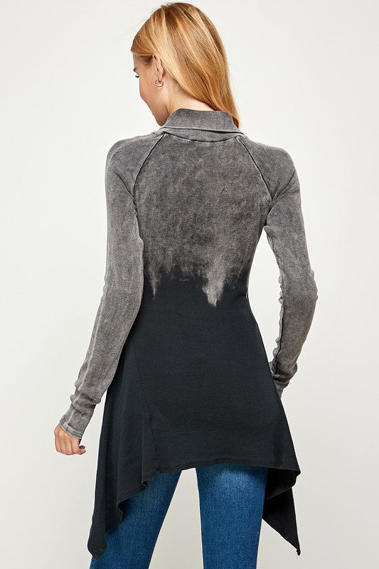 Stylish Cotton Asymmetrical Hem Mineral Washed Jacket Made in USA