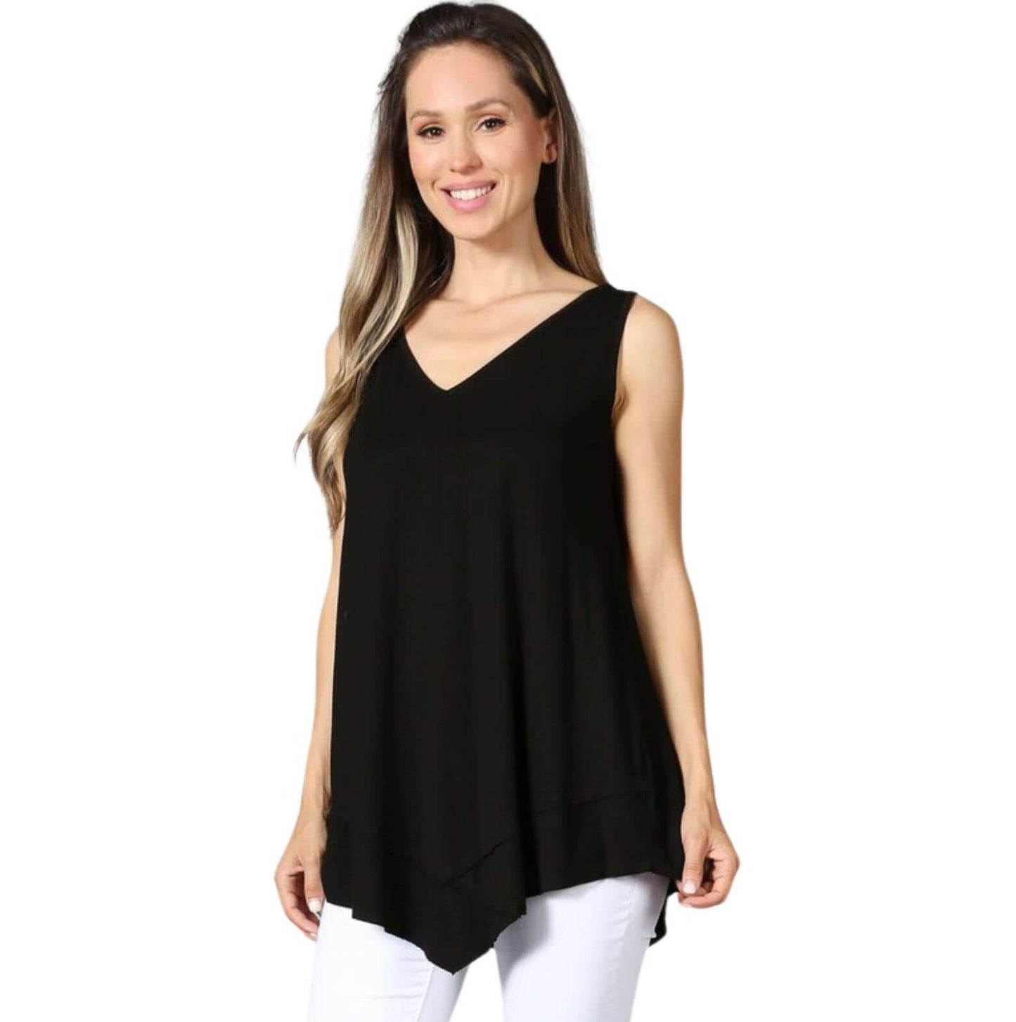 Always Flattering Sleeveless Tunic in Black Made in USA