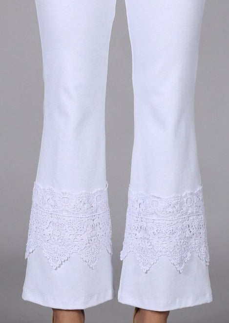 Stand Out Cropped Flare Pants with Crochet Detail Made in USA