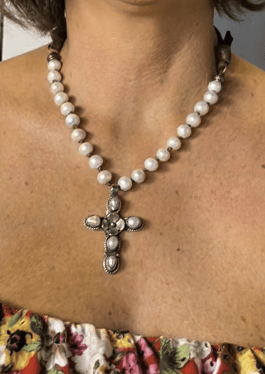 Freshwater Pearl Cross Necklace Made in USA