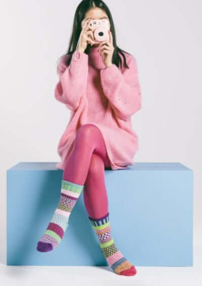 DAHLIA Knitted Crew Socks Made in USA