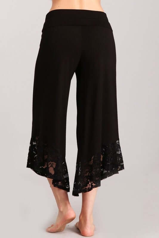Lace Hem Gaucho Style Pants