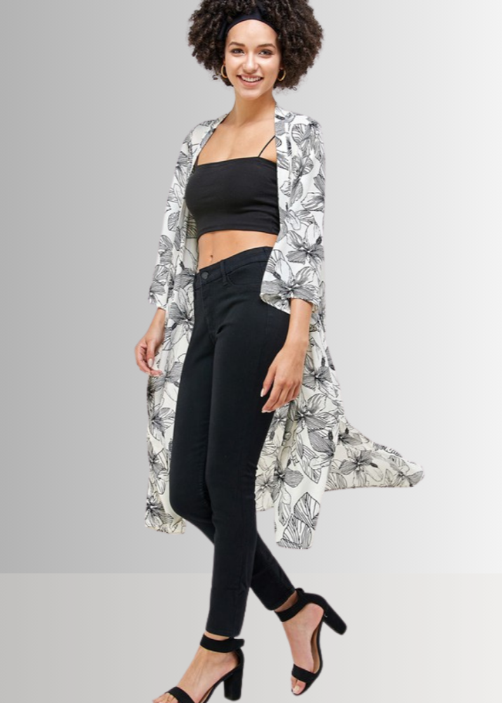 Mira Open Front Floral Kimono