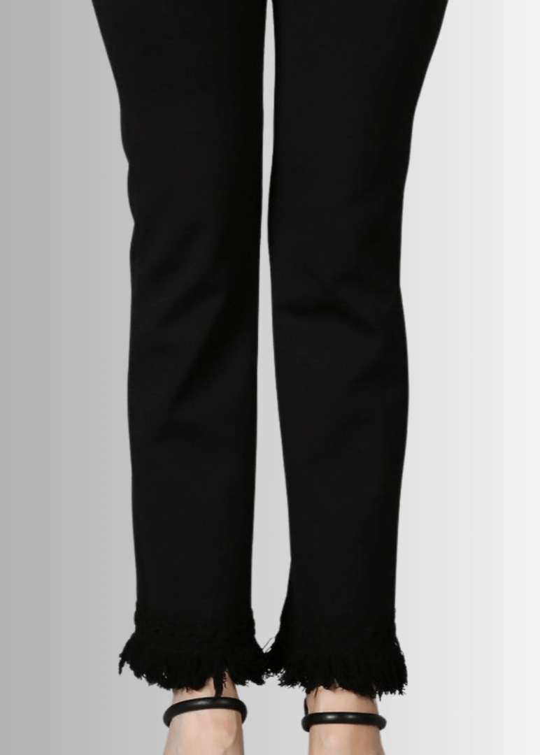 Black Plus Size Crochet Fringe Hem Pants