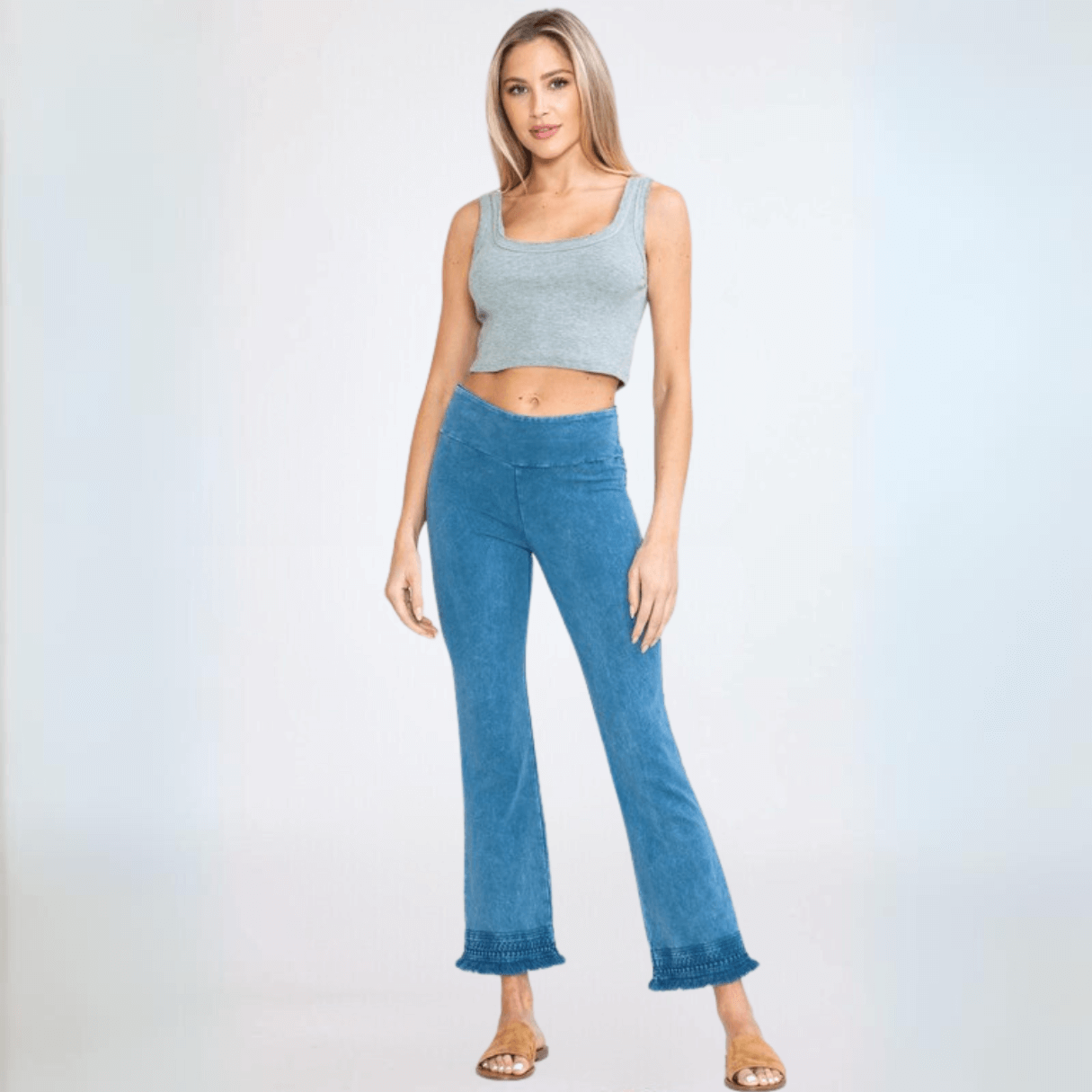 Crochet & Cropped Cotton Jeggings Made in USA