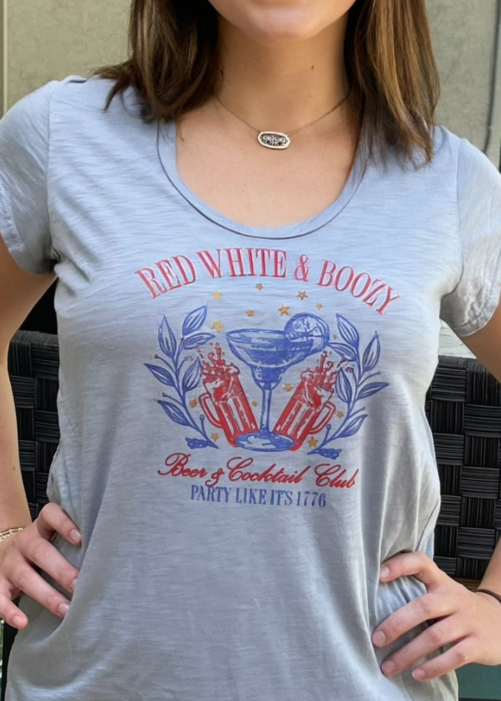 Red White and Boozy Graphic Patriotic 4th of July T-Shirt