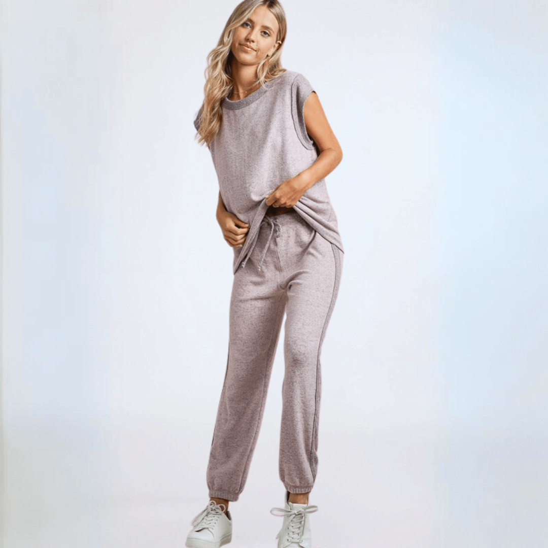 Heather Lilac Soft Brushed Knit Set Made in USA