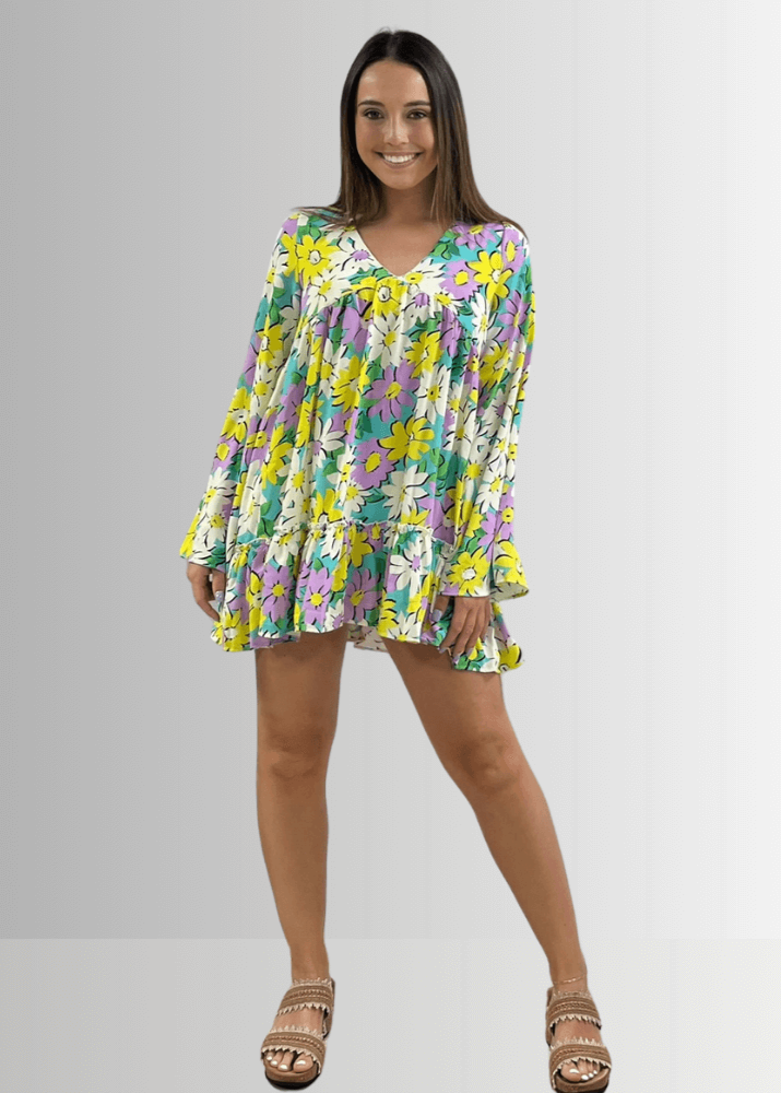 Skyler Retro Floral Print Mini Dress