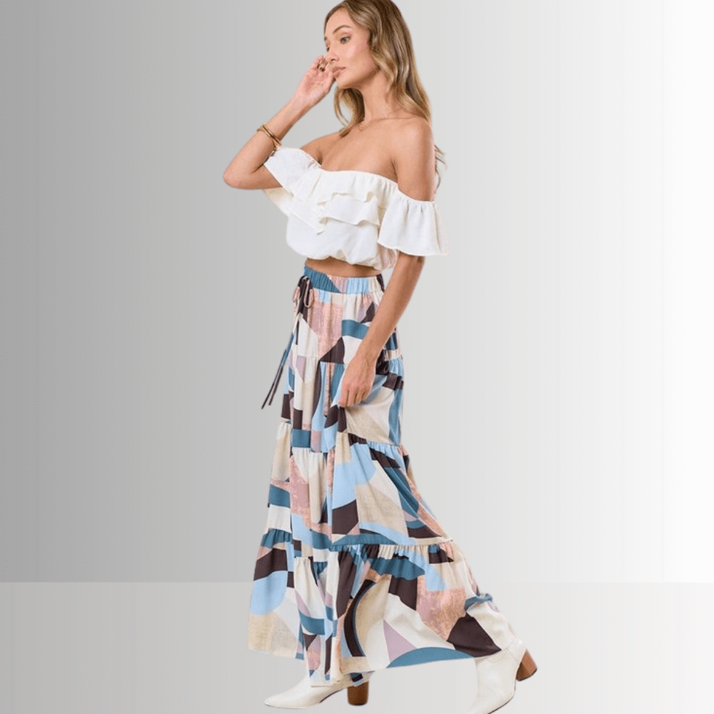 Malani Abstract Print Maxi Skirt