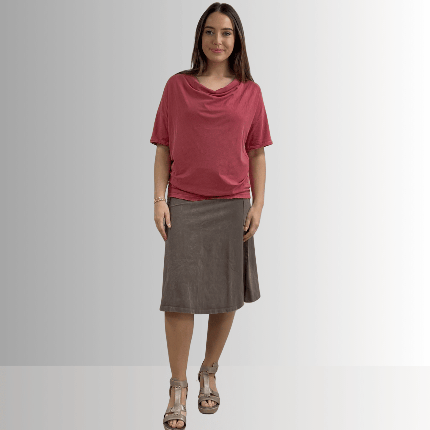 Julianne Cotton Cowl Neck Slub Tee