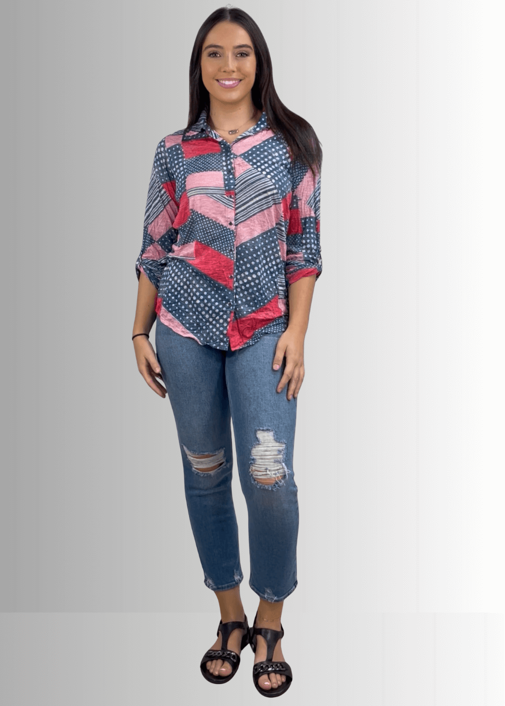 Patriotic Crushed Snap Down Designer Shirt Made in USA