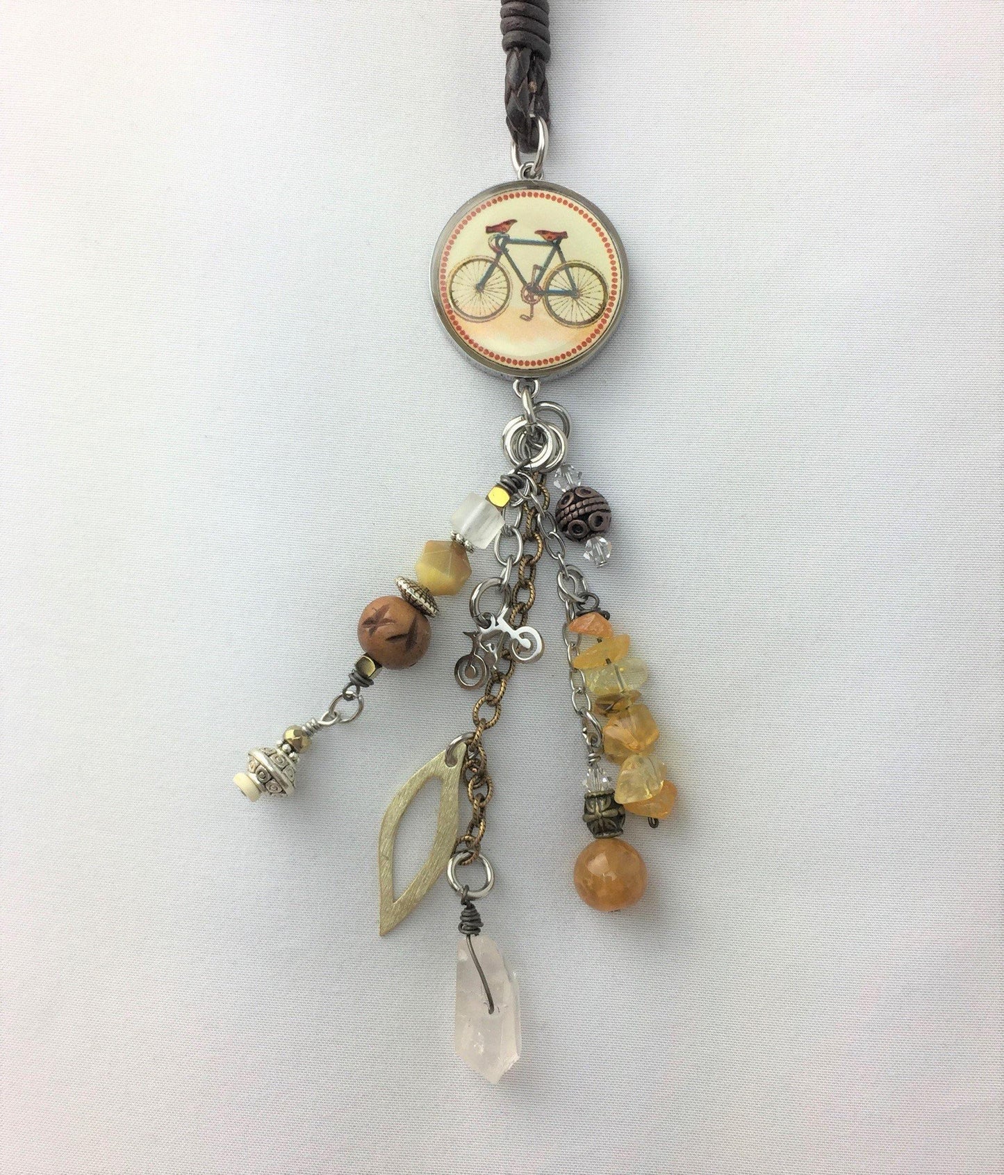 Vintage Bicycle Long Drop Necklace Made in USA