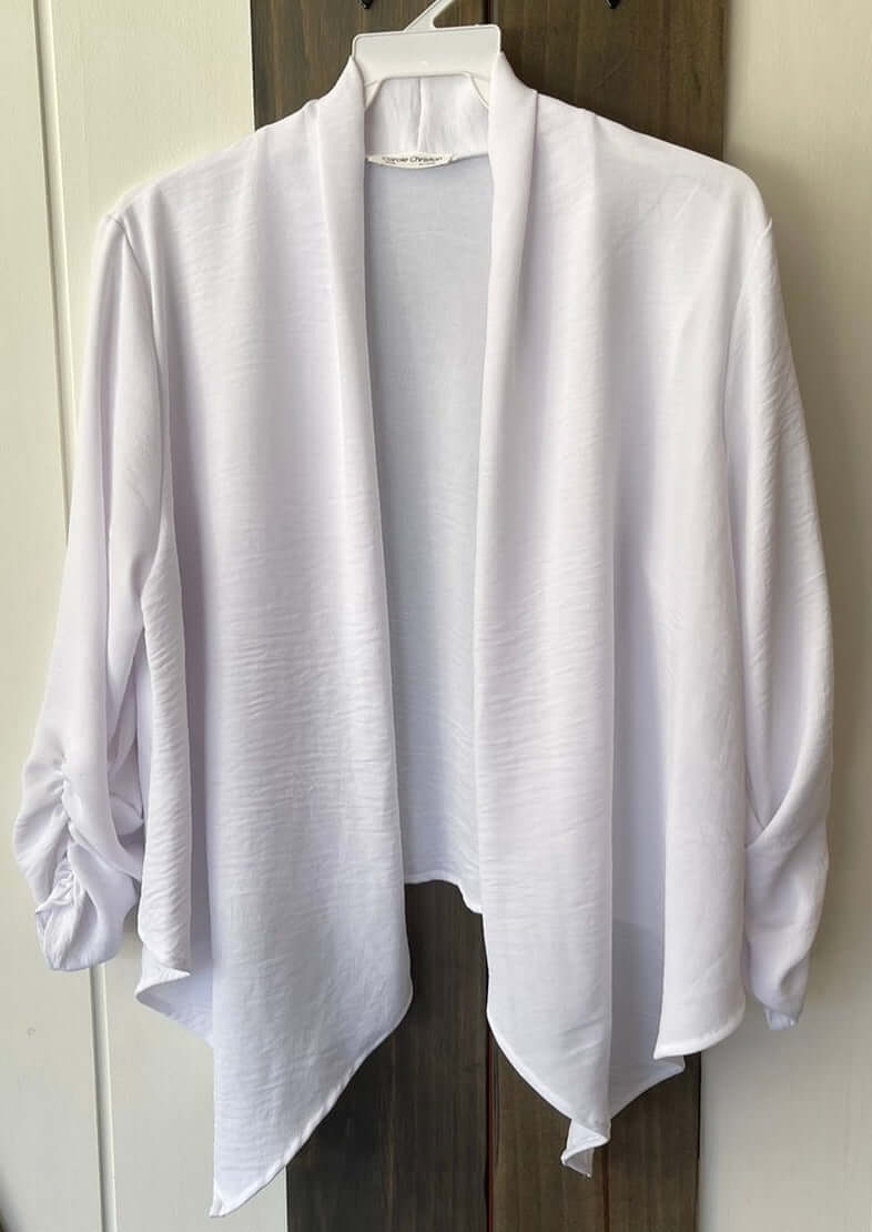 Bright White Open Front Spring/Summer Cardigan Made in USA