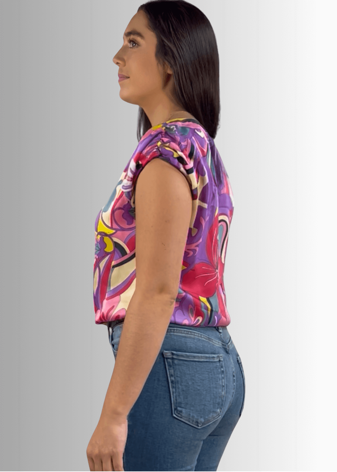 Tropical Print Women's Satin Blouse