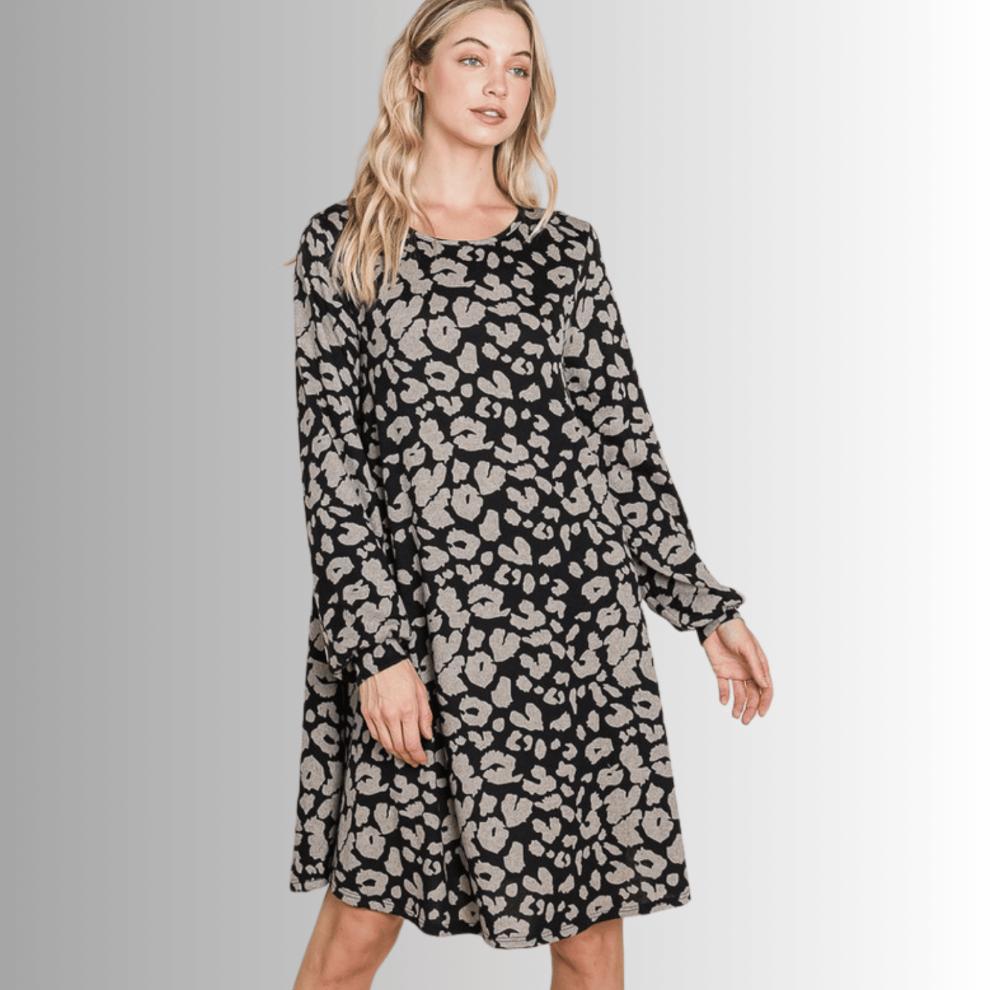 Cheetah Print Sweater Knit Dress