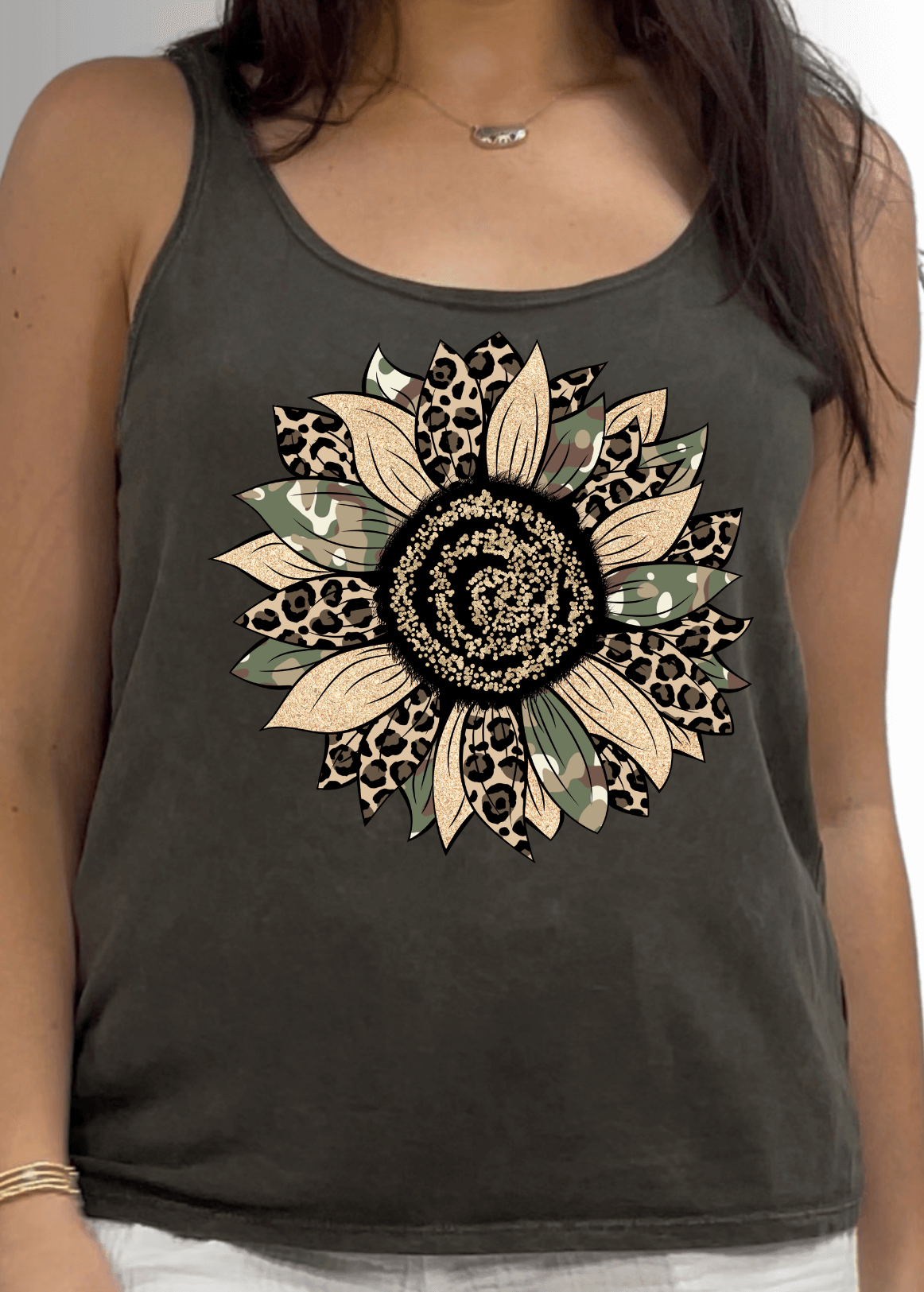 Mixed Media Sunflower Graphic Premium Cotton Tank Top