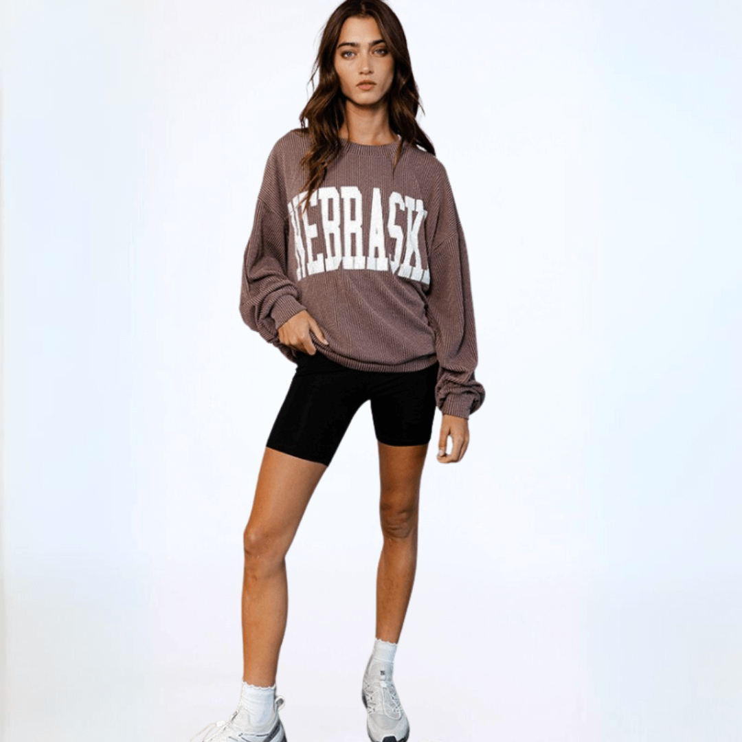 Graphic NEBRASKA Oversized Sweatshirt Made in USA