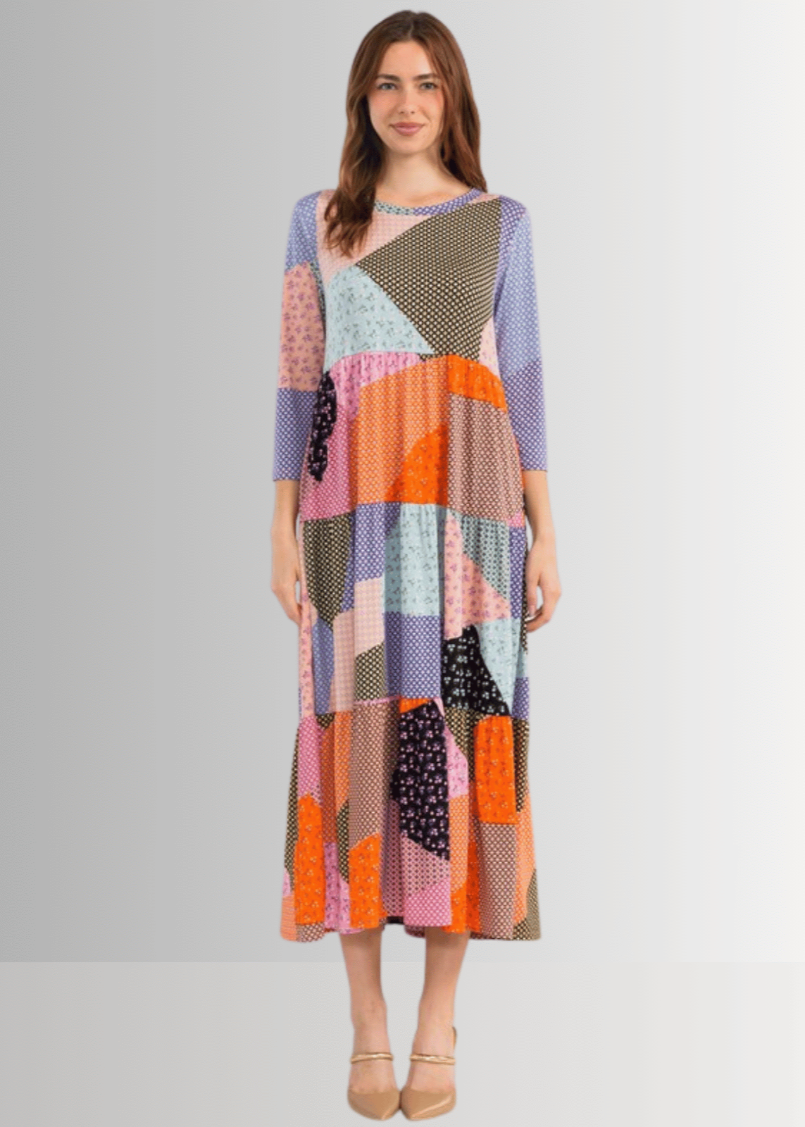 Patch Print Maxi Dress