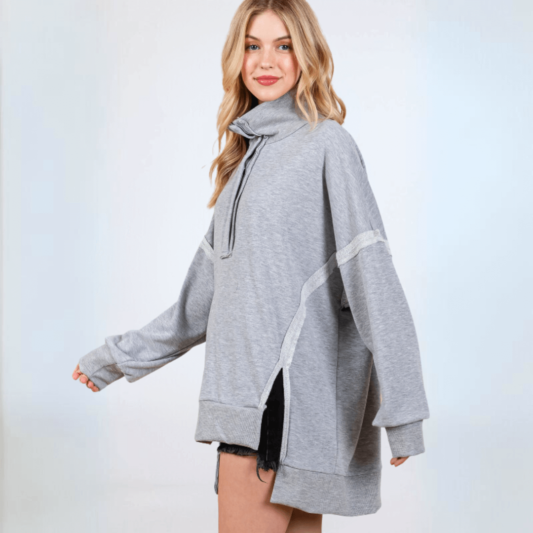 Slouch Sweatshirt with Snap Collar Made in USA