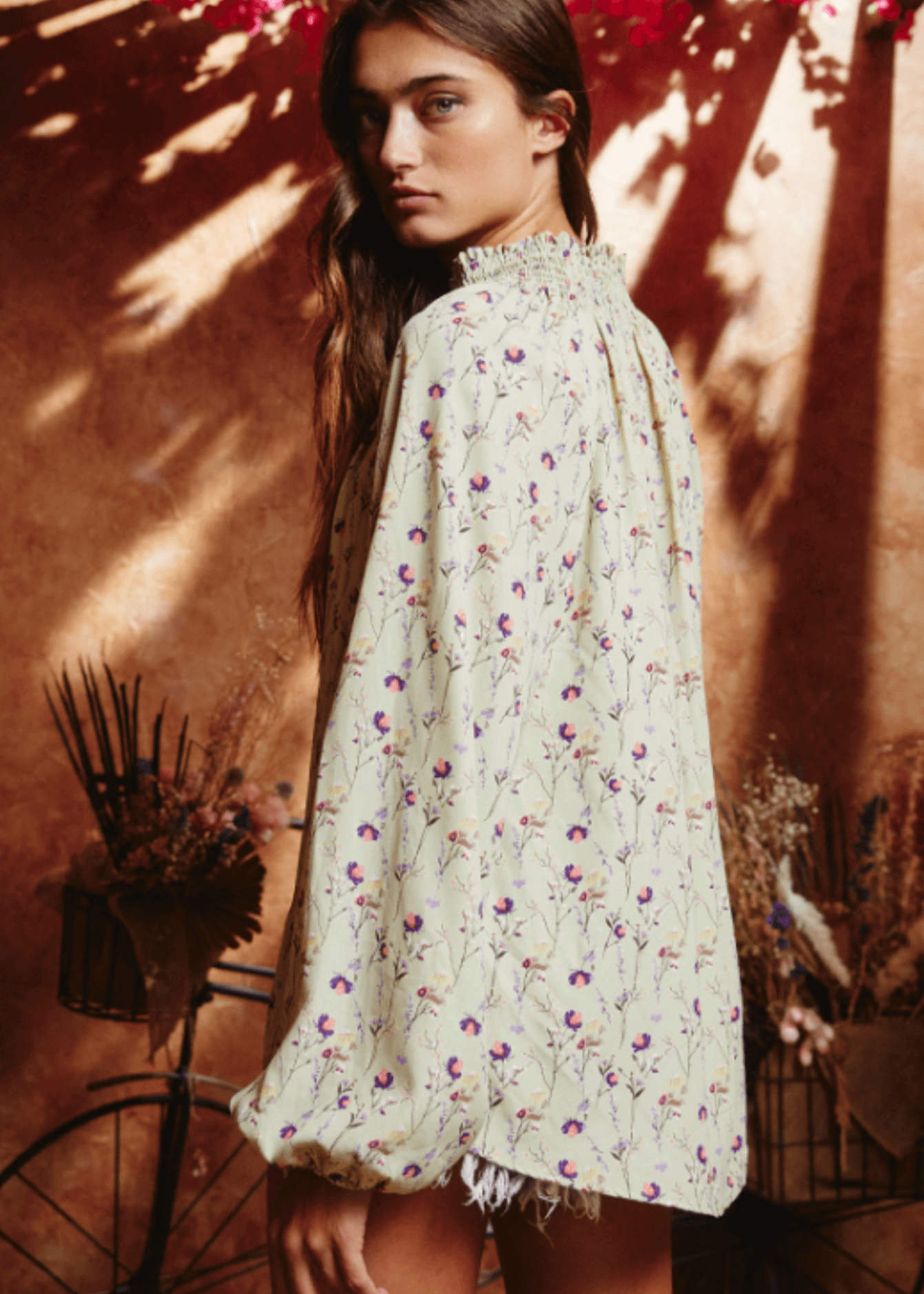 Stella Mock Stand Collar Floral Blouse