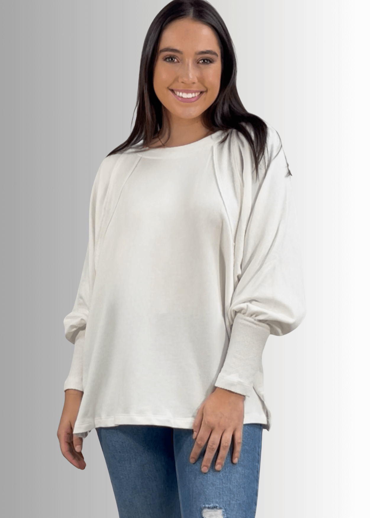 Cotton Blend Oversized French Terry Sweatshirt