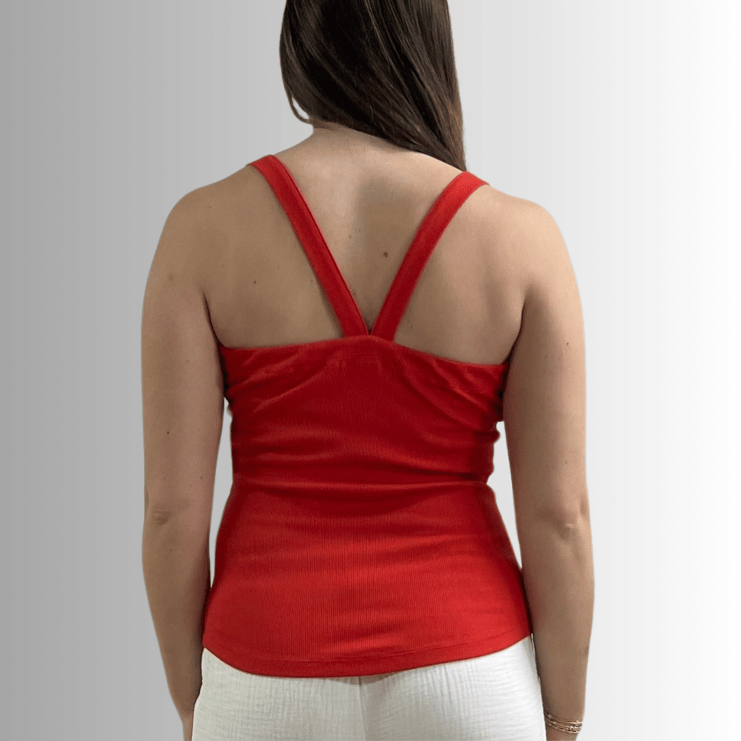 Harmony Premium Cotton Ribbed Tank Top in Crimson Red