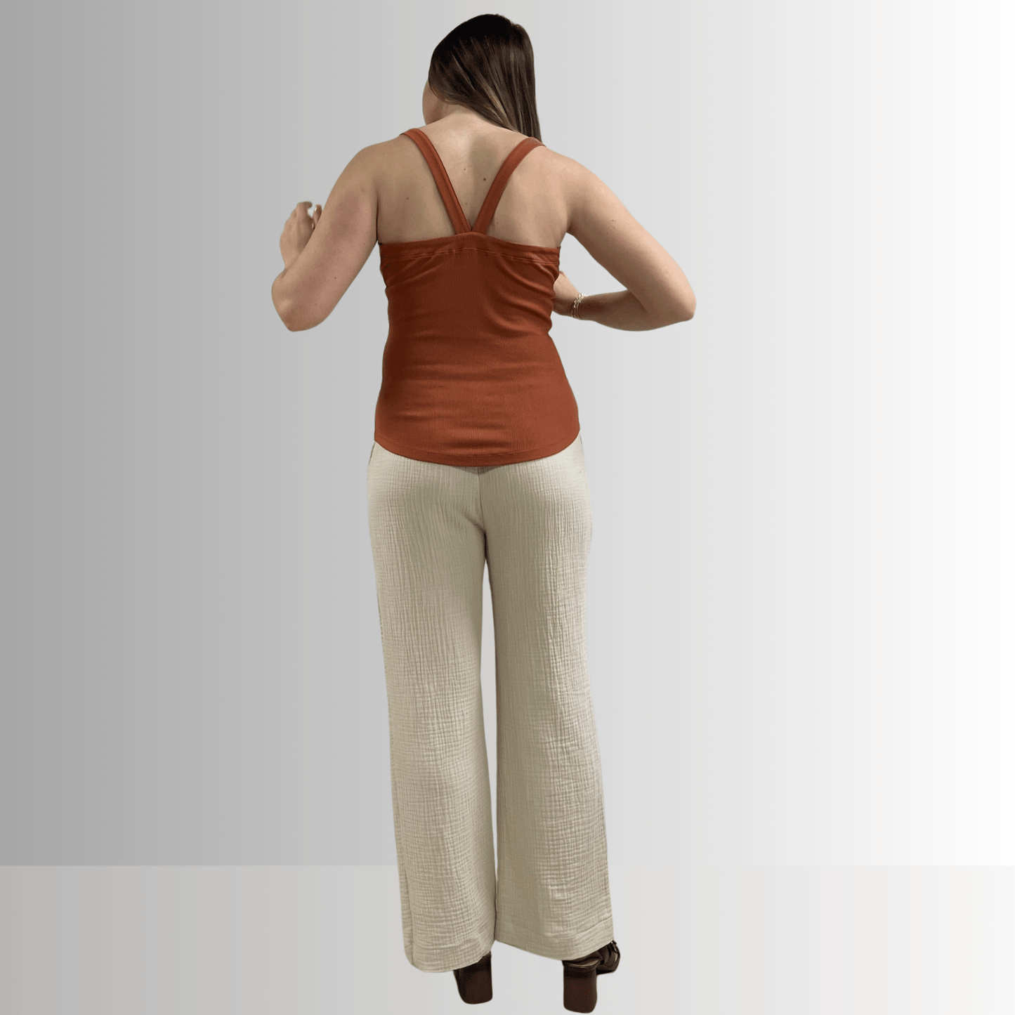 Harmony Premium Cotton Ribbed Tank Top in Gingerbread