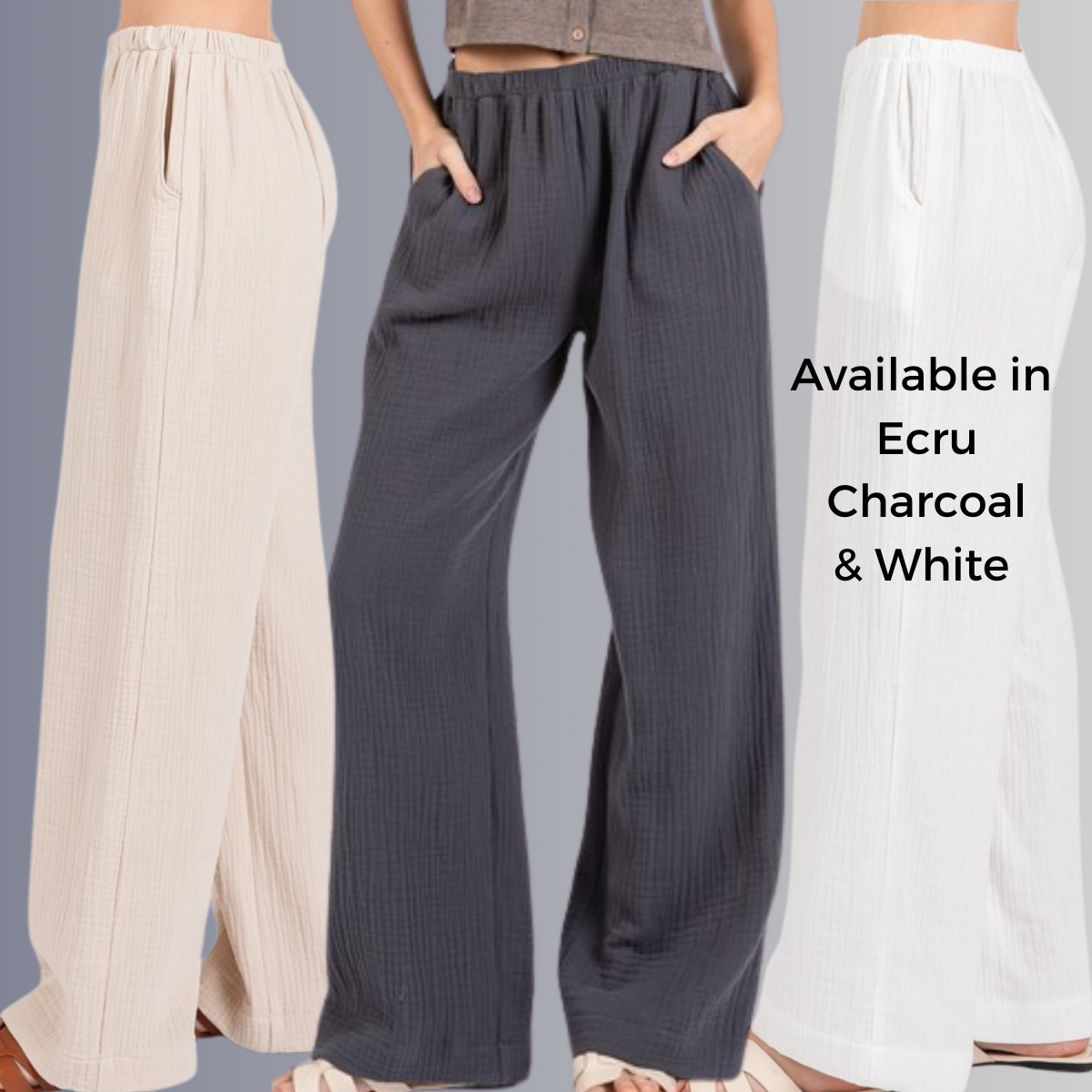 Triple Gauze Cotton Pants in Ecru