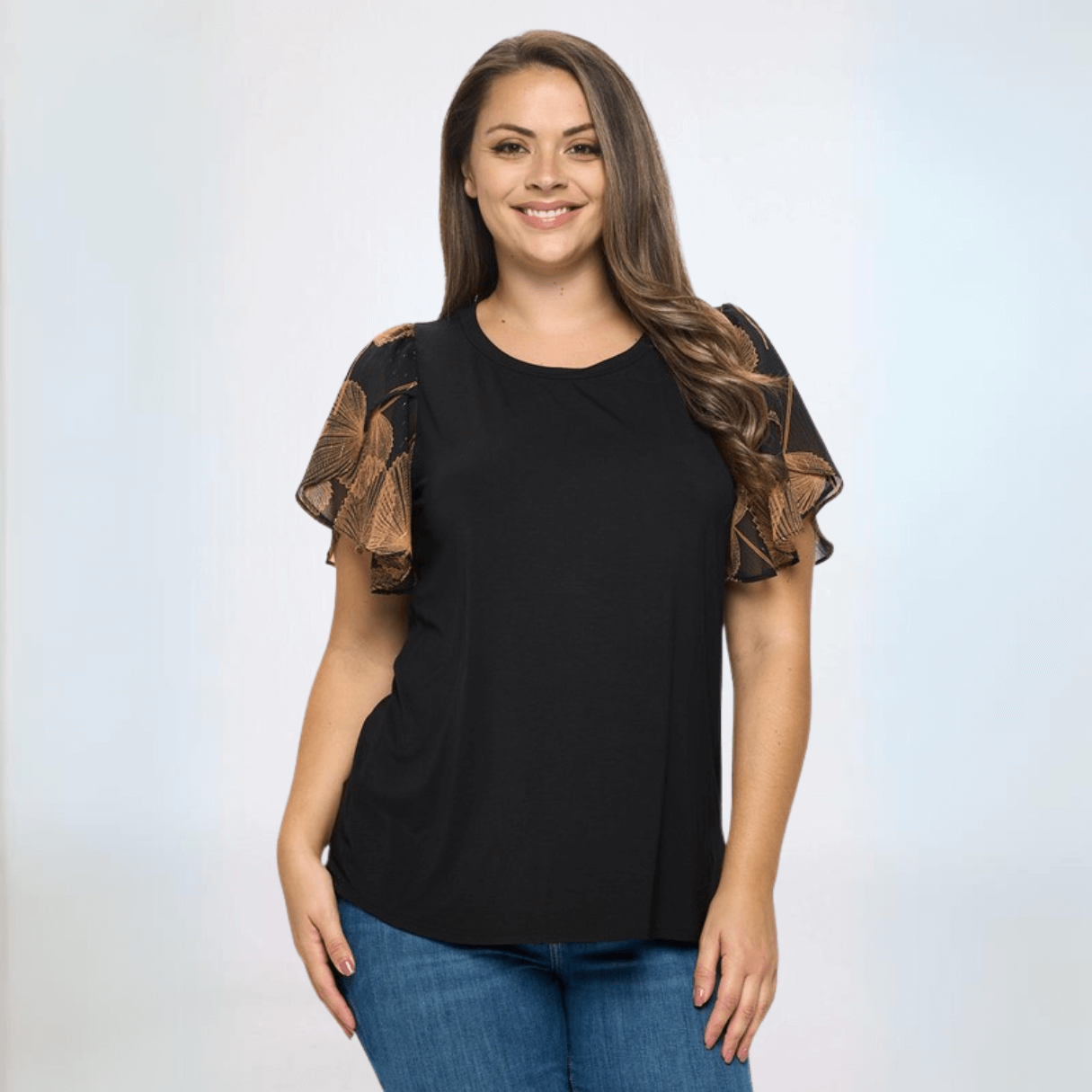 Chiffon Tulip Sleeve Top Plus Size
