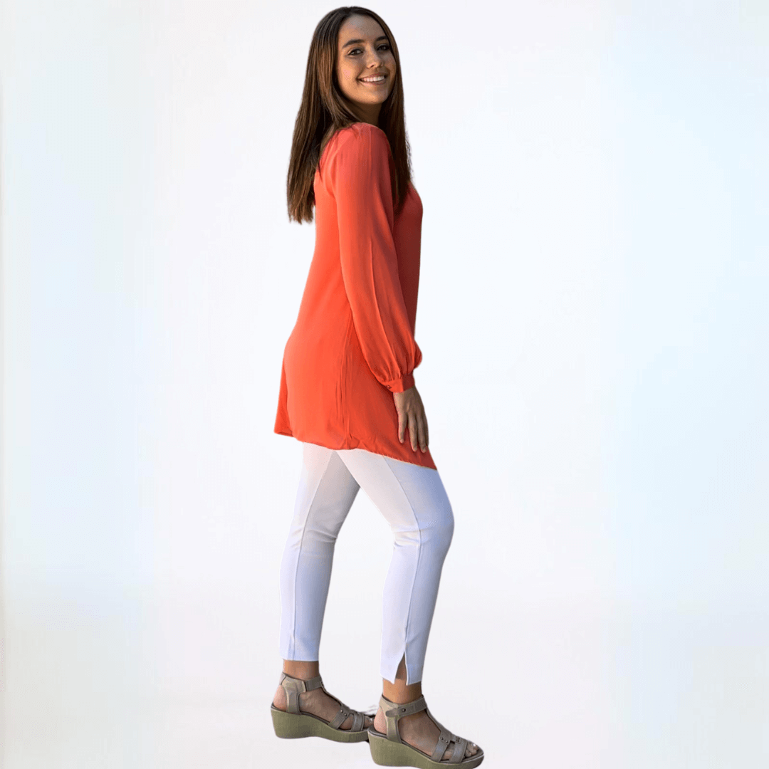 Dressy Front Zip V-Neck Tunic