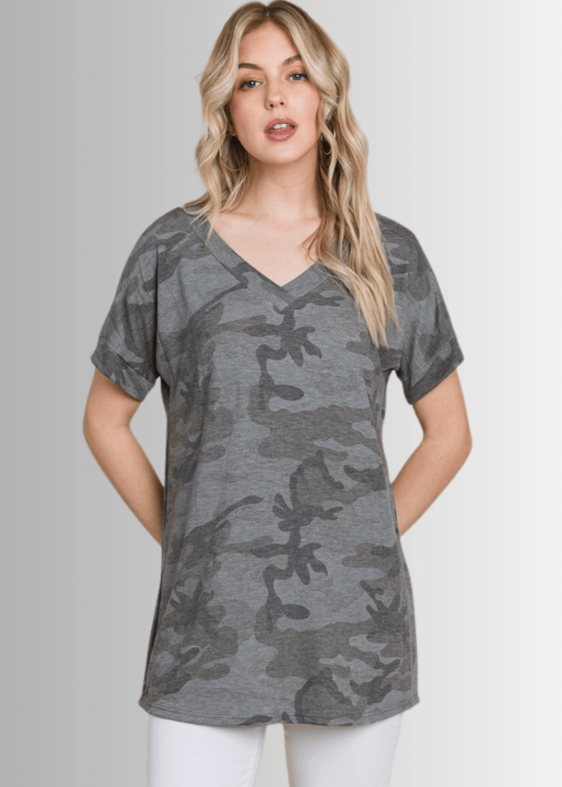 Gray Casual & Soft Camo Tee