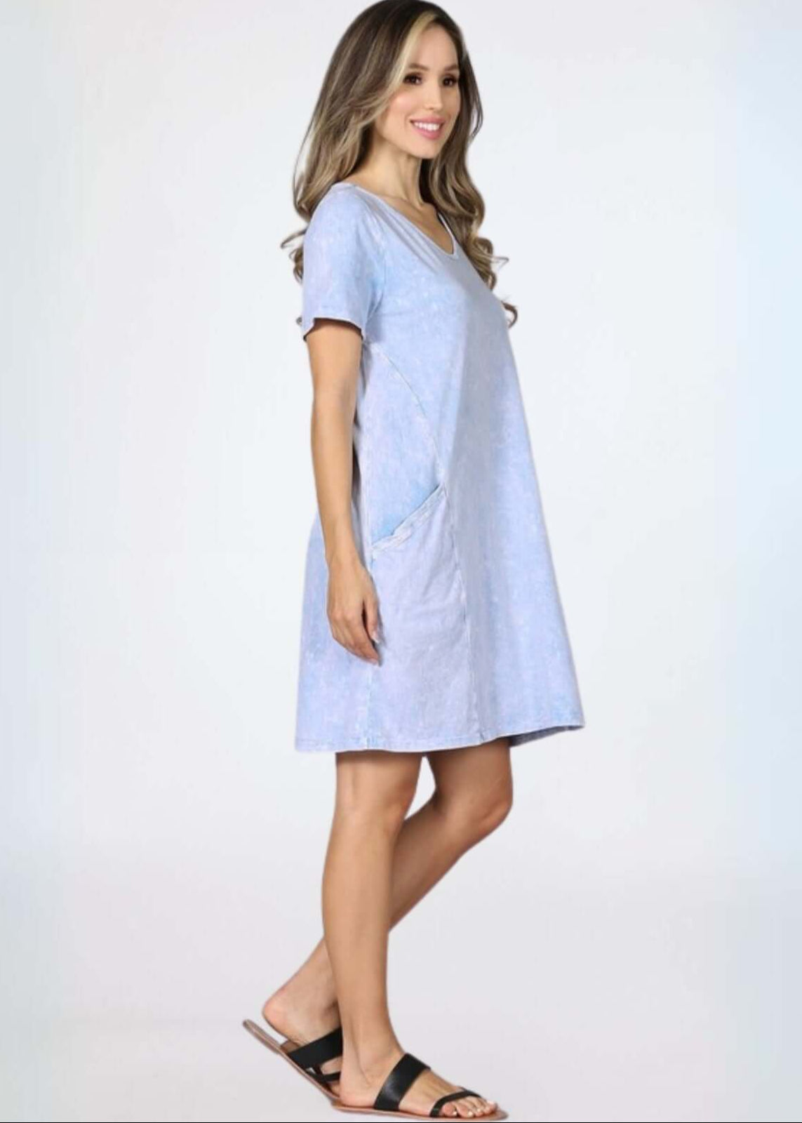 Easy Going Casual Cotton Dress with Short Sleeves