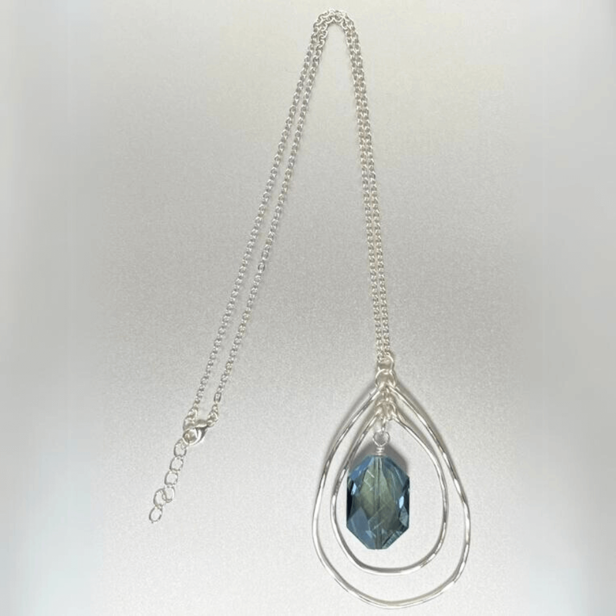 Double Layer Hand Forged Blue Crystal Necklace Made in USA