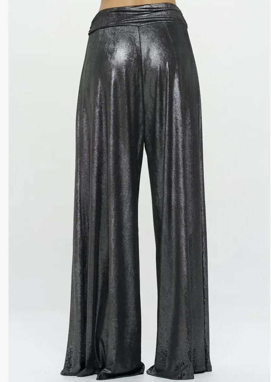 Gunmetal Metallic Palazzo Pants