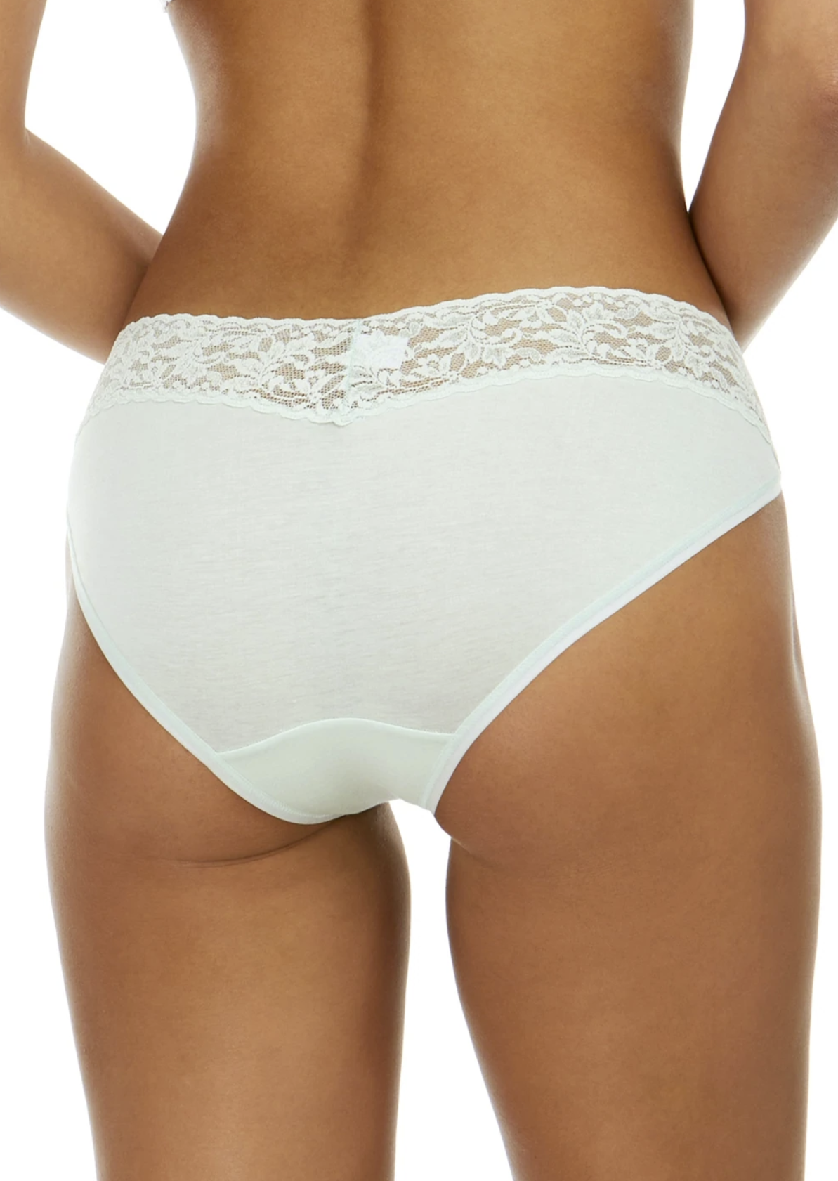 Cucumber Cotton V-Kini Panty with Lace Trim Made in USA
