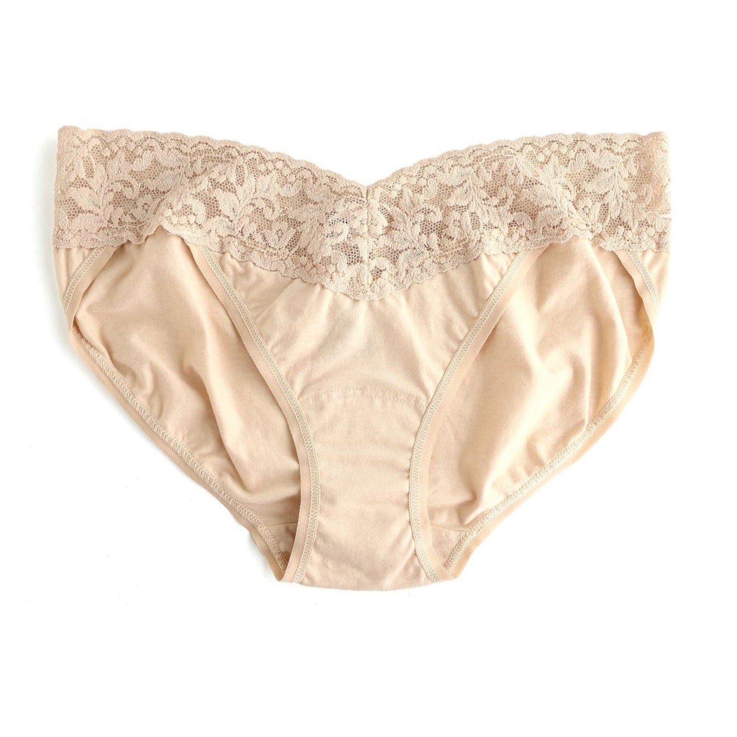 Chai Cotton V-Kini Panty with Lace Trim Made in USA