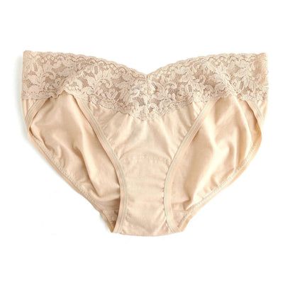 Chai Cotton V-Kini Panty with Lace Trim Made in USA