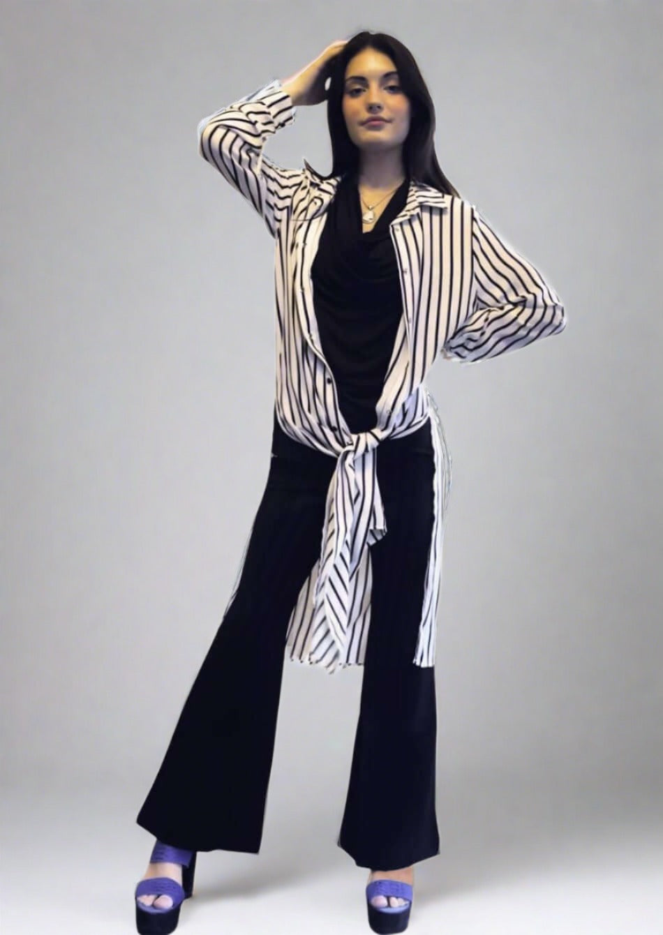 Be Chic Snap Front Long Dress Top