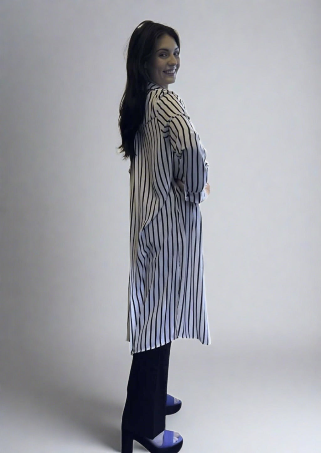 Be Chic Snap Front Long Dress Top