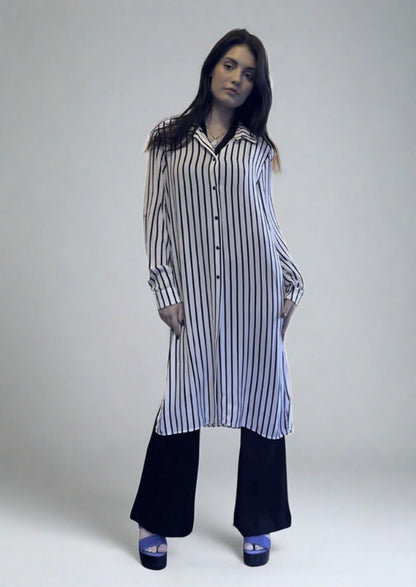 Be Chic Snap Front Long Dress Top