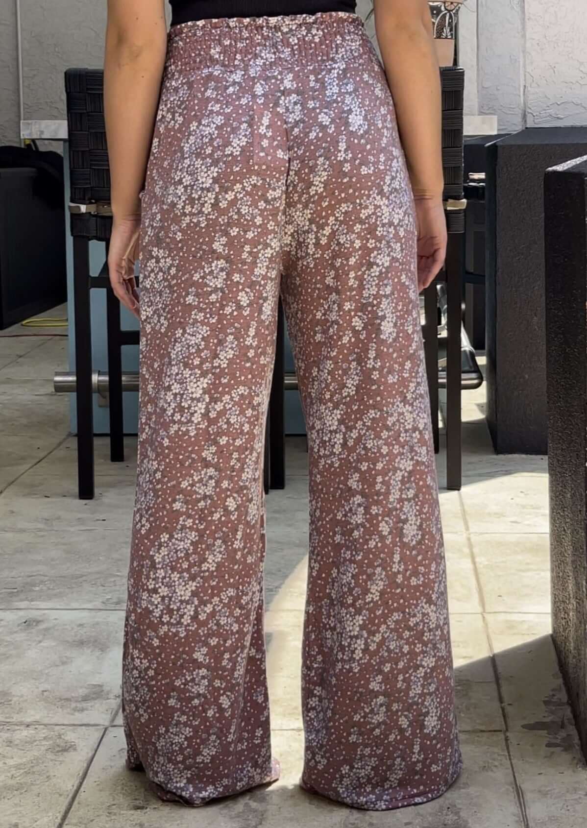 Smocked Waist Floral Relaxed Fit Pants