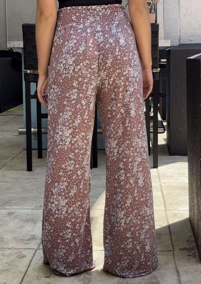 Smocked Waist Floral Relaxed Fit Pants