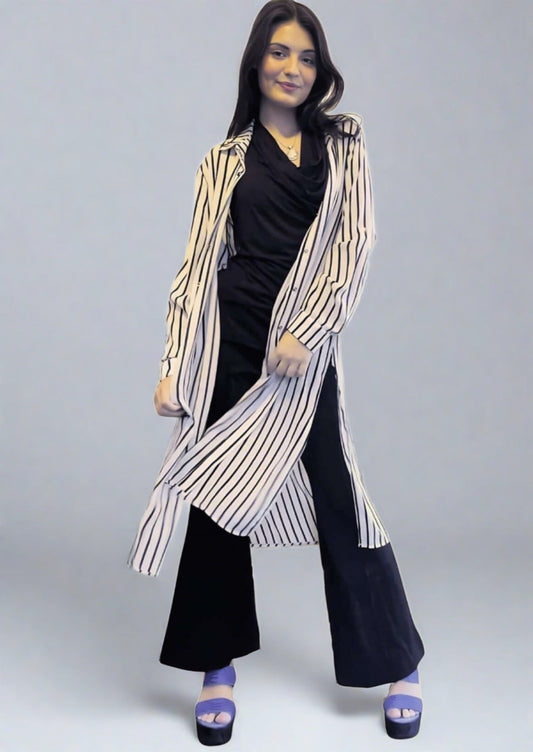 Be Chic Snap Front Long Dress Top