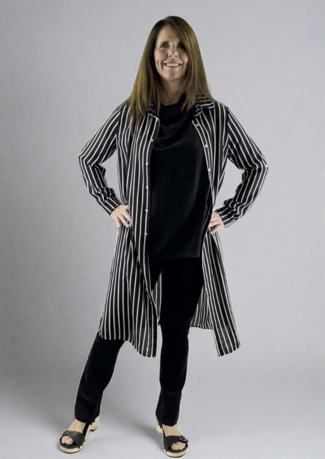 Be Chic Snap Front Long Dress Top