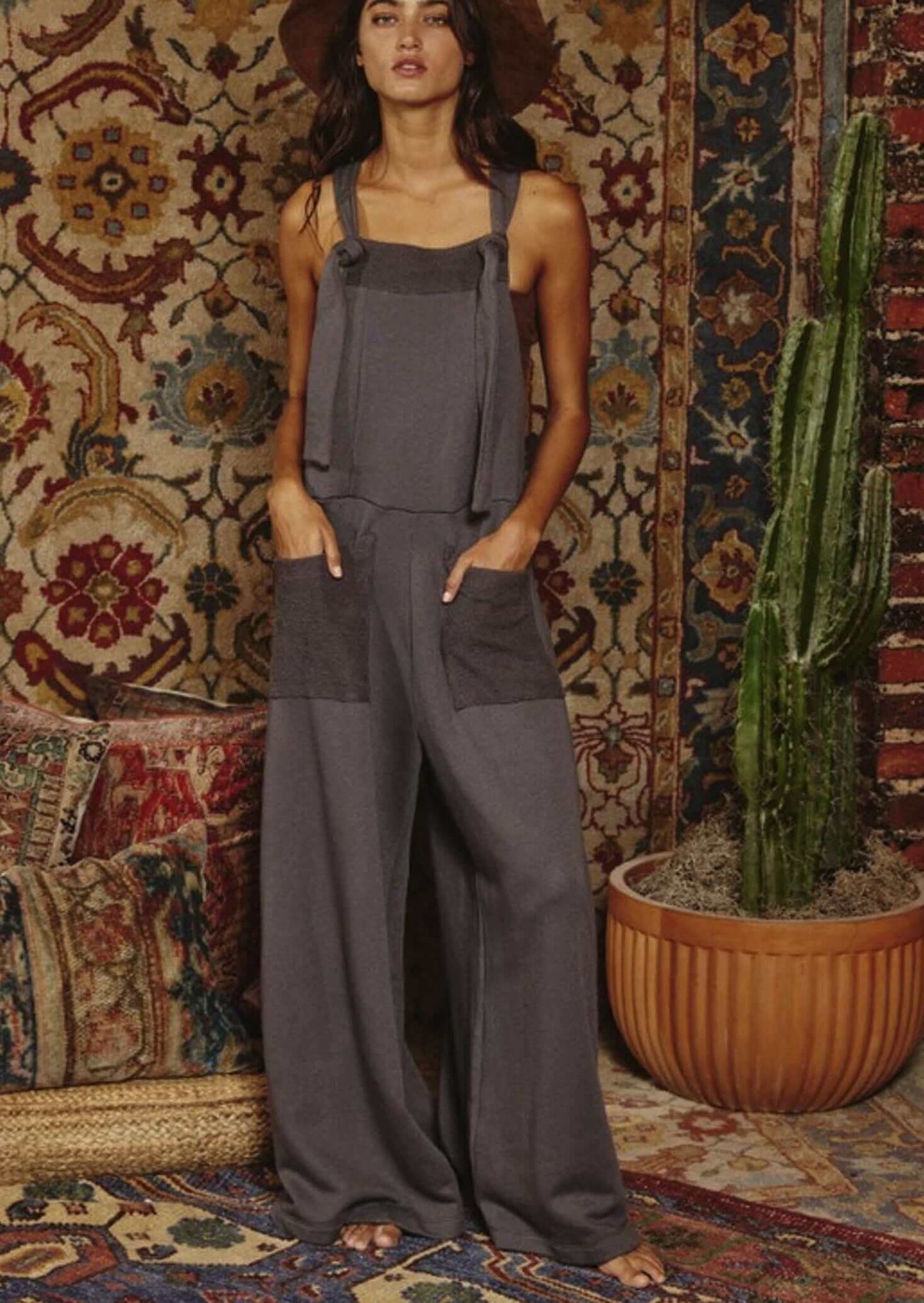 French Terry Slouchy Overall Jumpsuit Made in USA