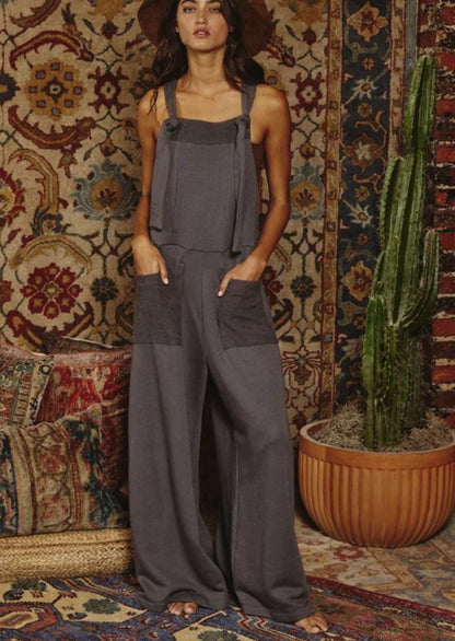 French Terry Slouchy Overall Jumpsuit Made in USA