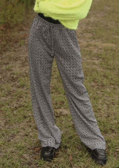 Navy Vintage Flower Print Pants