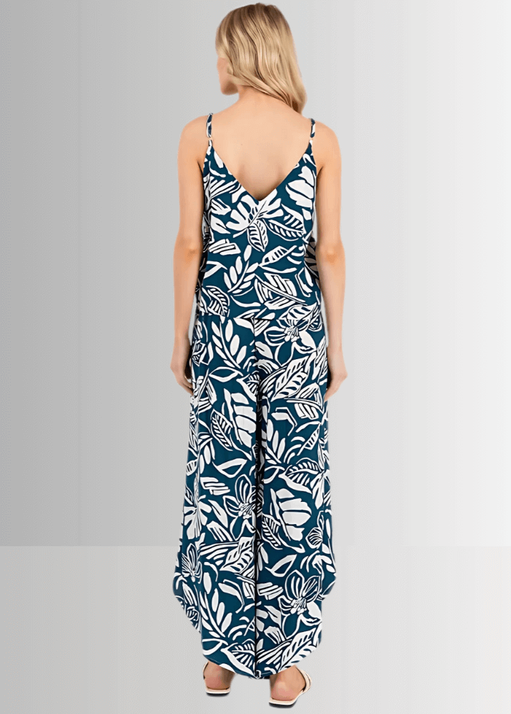 Tropical Teal Split Front Flowy Pants