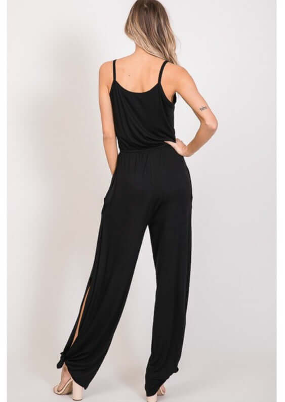 Trendy Tie Hem Jumpsuit Made in USA