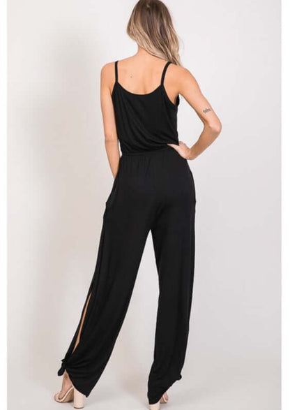 Trendy Tie Hem Jumpsuit Made in USA